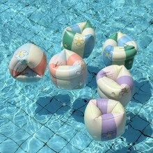 1 pieza Flotador inflable con estampado de flores de PVC, manga de flotación para piscina, artículo esencial para la playa, accesorio de playa - Multicolor - Ver 2