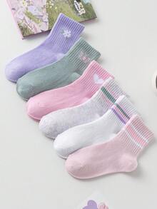 1/3/6/12/24 Pairs Classic Simple Colorful Striped Double Bar Kids Socks, Breathable Soft Invisible Socks, Comfortable Casual Mid-Calf Socks, Suitable For Daily Wear Or Holiday Gifts, Various Colors