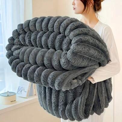 1件超柔软舒适条纹毯，适用于沙发、床上用品、家居装饰、休闲、毯子、万圣节、粉色、羊毛、礼物、圣诞节、卧室装饰、露营