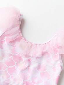 mini bala 女童连体泳衣 - 无袖，带网眼裙，夏季防紫外线