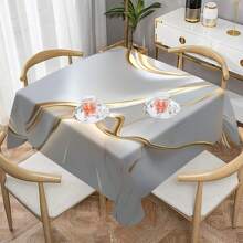 1/20pcs Elegant White Marble Tablecloth With Golden Stripe Design – Rectangular Polyester Table Cover For Dining, Parties, Weddings, And Outdoor Decor – Perfect Gift For Home Styling, Smooth Finish Fabric