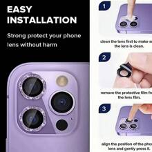 (Gold Diamond Pattern) Suitable For Compatible With IPhone 11/11pro/12 Mini /13 / 14 Plus/15 / 16 Pro Max/16e/17/17pro/17 Pro Max/17Air, Luxury Gold Flash Sticker, Scratch Resistant, High-End Lens Film