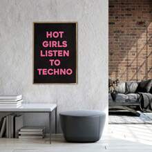 Set de 1 pieza/3 piezas Impresiones de arte de pared de lienzo con diseño de texto de moda moderno, "Chicas escuchando ", regalo único y original, muy adecuado para decoración de sala, baño, dormitorio, estudio, pasillo, oficina, apartamento, Sin marco/Enmarcado