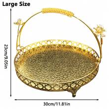 1pc Elegant Metal Fruit & Snack Basket Versatile Vintage Style Serving Tray With Handle Durable Rectangular Platter For Kitchen Living Room And Hotel Decor Coffee Serving Tray For Ramadan & Eid Al-Fitr Festival Party Entertaining Decorations - Multicolor - View 16