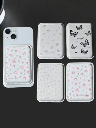 Fashionable PU Leather Magnetic Card Holder Pouch Compatible With IPhone 12/13/14/15/16 Back Attachment To Store Bank Cards/ID Cards/Access Cards Or Coins Can Be Used With Magnetic Phone Cases For Women Wallet Mini Wallet Purse Wallet School Supplies Magsafe Wallet Card Wallet