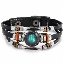 Zodiac Signs Spirit Bracelet Zodiac Bracelet For Women Men Adjustable 12 Constellation Bracelet Multilayer Zodiac Black Leather Bracelets Zodiac Sign Wrap Bracelet For Women Men Birthday Jewelry