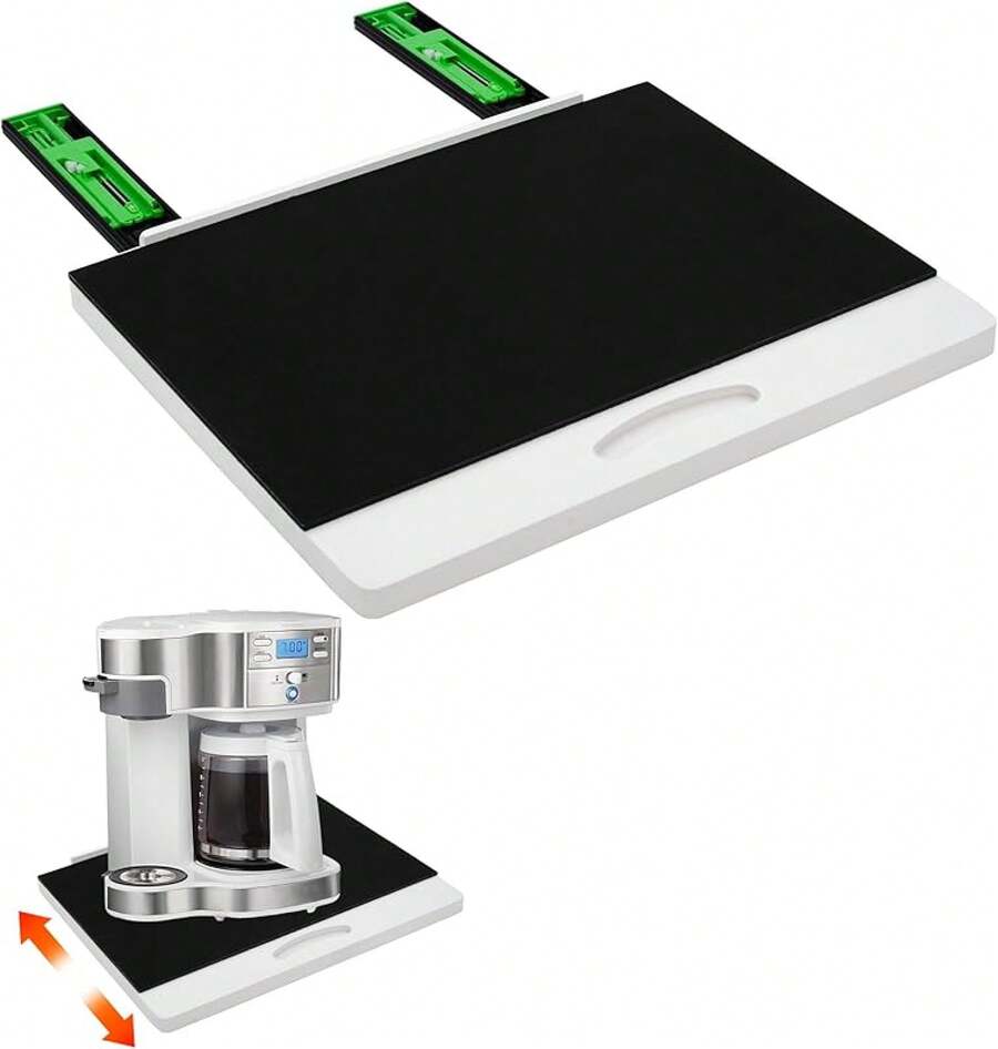 D8OQ23RFR4  Appliance Slider,Sliding Tray For Coffee Maker, Kitchen Countertop Appliance Rolling Tray,Slides Easily From Under The Cabinet,Wide -Black- Large (16"Wx13"D) - White - View 1