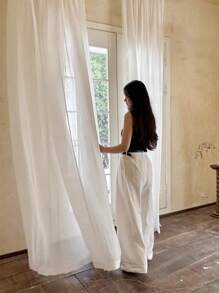 1pc Back-Lit Semi-Sheer Wrinkle-Resistant Linen-Like Curtain Voile