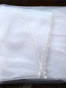 1pc Handmade Crystal Beaded Edge Bridal Veil With Hair Comb, Suitable For Wedding, Party, Photography, Cathedral & Fingertip Length, Heat Pressed To Reduce Creases - Màu be - Xem 15