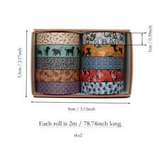 10 rotoli/scatola Nastro adesivo decorativo con animali carini, motivi geometrici, texture semplici, ideale per confezioni regalo, decorazione di album di ritagli e materiale scolastico, adatto per il fai da te e la decorazione. Forniture scolastiche, per il rientro a scuola