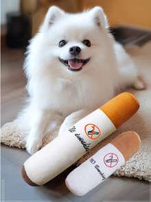 1pc Realistic Sound Plush Cigarette Chew Doll For Pets, Durable Crush-Resistant Creative Squeaky Doll For Cats & Dogs - Multicolor - View 11