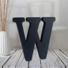 Local Delivery-- 4 Inch Black Wood Letters Unfinished Wood Letters For Halloween Decorative Standing Letters Slices Sign Board Decoration For Craft Home Party Projects (A) - W - View 1