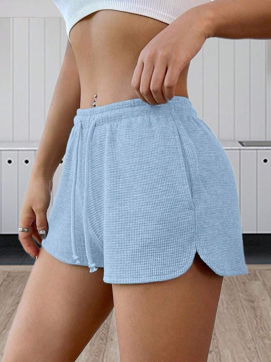 Women's Drawstring High Waist Shorts Casual Elastic Athletic SweatShorts With Pockets - 藍色 - 查看 1