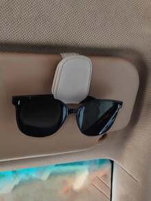1pc Universal Car Sun Visor Glasses Clip, PU Material, Car Glasses Holder, Interior Accessory, Glasses Storage Rack, Essential For Sunshade, Suitable For Driving, Vacation, Back To School, Weekend Camping, Also A Great Gift For Mother, Girlfriend, Boyfriend, Father, Perfect Present For Teachers, Essential Car Accessory