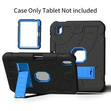军工防摔 1 件套保护壳适用于 iPad 第 7/8/9 代 10.2 英寸 2019/2020/2021，防震超薄支架保护套带硬质 PC 硅胶套 iPad (A16) 11 英寸第 11 代 2025 iPad 第 10 代 10.9 英寸 2022 - 黑+天藍 - 查看 8