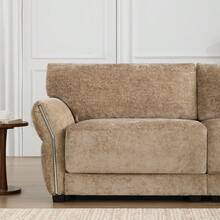 MERAX 110"Modular Sectional Sofa, L-Shape With Extra-Wide Seat Cushion, USB And Type-C Charger, Petal Armrest Design, High Density Foam, Free Movement Ottoman, Wood Frame, Chenille, 4 Seat, 3 Colors-Khaki - 110"Sofa-khaki - 查看 7