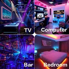 50/ 60/ 65.6/100FT Intelligent RGB LED Light Strip, USB Power Supply, APP& 24-Key Remote Control, Built-In Microphone, Music Synchronization,  A Variety Of Modes Can Be Selected, Suitable For DIY Living Room, Bedroom, Game Room, Festival, Party, Halloween Christmas Decorative String Lights Decoration. - ánh sáng màu - Xem 11