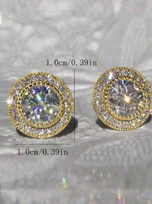1 Pair Fashionable & Full Crystal Stud Earrings For Men, Jewelry Accessories For Holiday Gathering