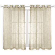 New  Palma Linen Semi Sheer Curtains For Bedroom 63 Inch Length Light Filtering Draperi Bronze Grommet Set Of 2 Panels (52''W X 63''L, Beige) - 米色 52 寬 x 63 長(2 包) - 查看 1