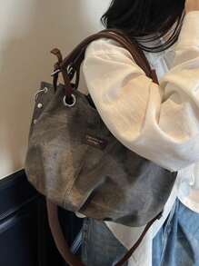 Fashionable Retro Large Capacity Pleated Tote Bag For Women, Versatile For Outdoor Travel And Leisure