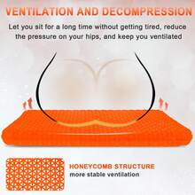 Gel Seat Cushion, Cooling Seat Cushion (Super Large & Thick), Breathable Honeycomb Design Absorbs Pressure Points Seat Cushion, Gel Cushion For Office Chair, Home Car Seat Cushion For Wheelchair - 珊瑚橙 - 查看 5