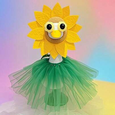 Porch Goose Outfit, Sunflower Head Accessory With Sunglasses And Skirt Goose Statue Clothes Garden Decoration