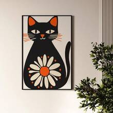 1/3pcs Boho Cats Art Print Set, Floral Wall Art, Illustration Printable Wall Art, 3 PiecesWall Art, Gallery Wall, Home Decor, Cat Artwork, Art Prints (Framed/Unframed) - Multicolor - View 16