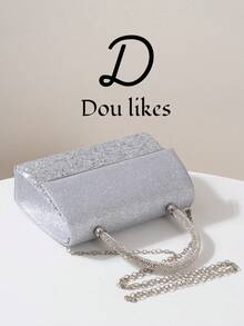 Women's Formal Party Clutch, Fashionable Glitter Silver Handbag, Large Capacity Wallet, Decorated With Luxury Metal Hardware, Sequin Patchwork Design, Perfect For Weddings, Parties, Celebrations, Galas, Birthday Gifts, Valentine's Day Gifts, Balls And Formal Events