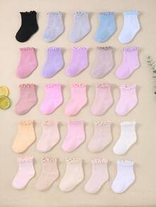 20 Pairs Ruffled Lace Elastic Baby Girl Socks, Cute Lace Short Socks Suitable For Baby Girls, All Seasons Including Newborn And Toddler, Great For Christmas/Thanksgiving Gifts, Quarter Socks - Multicolor - View 7