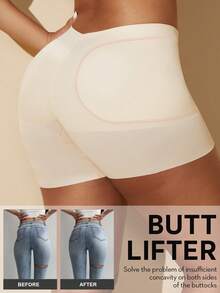 1pc Women Waist Trainer Shorts With Butt Pads, Seamless Shapewear Tummy Control Panty - Apricot - View 2