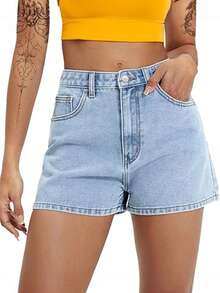 2026 Jean Shorts For Women Basic Wash Stretchy Solid Denim Summer Hot Short Y2k Casual Jorts - Rửa nhẹ - Xem 1