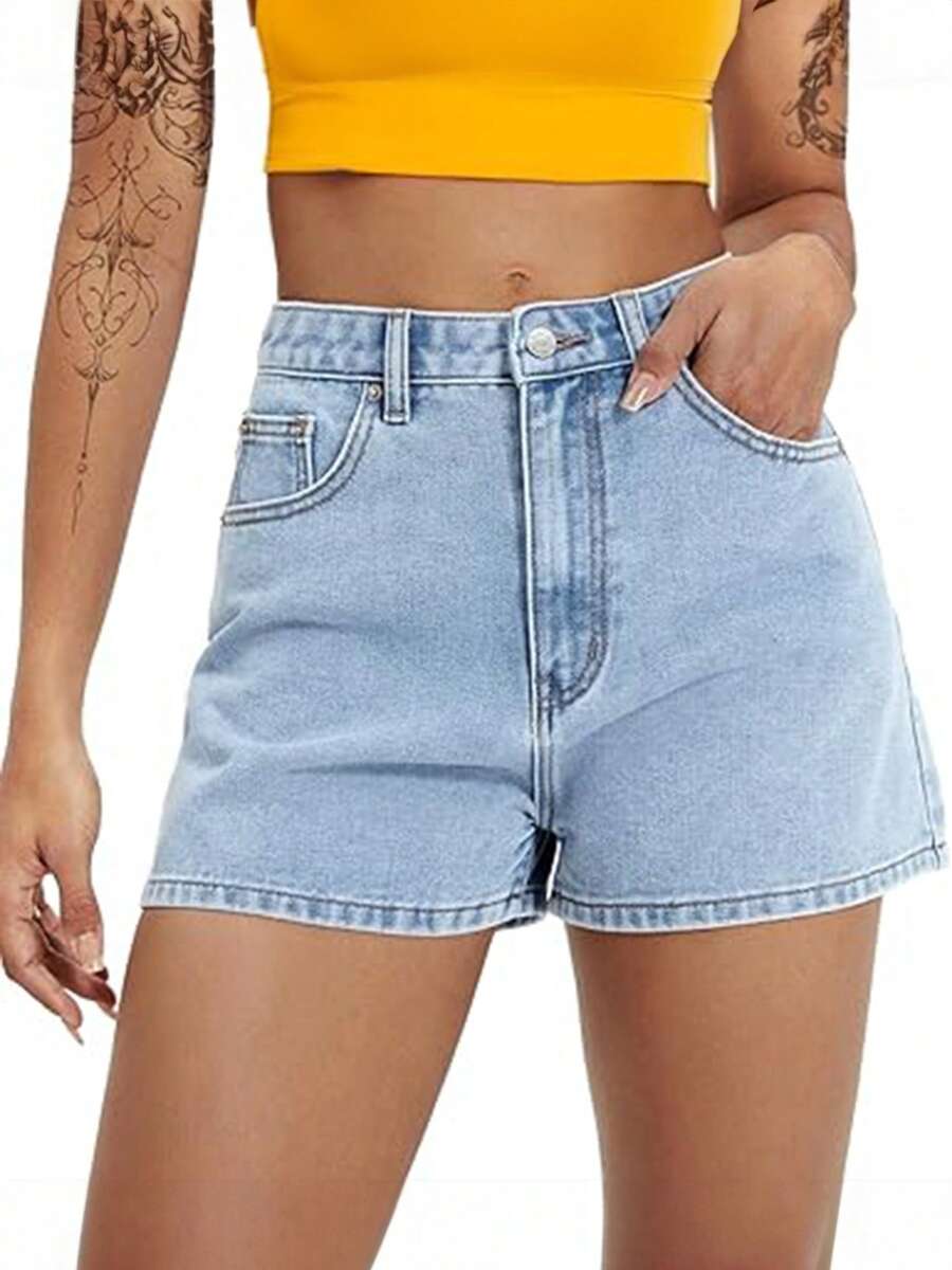 2026 Jean Shorts For Women Basic Wash Stretchy Solid Denim Summer Hot Short Y2k Casual Jorts - Rửa nhẹ - Xem 1