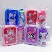 Sanrio Sanrio Kuromi 3-Compartment Bento Box Set With Drink Cup - Cute Cartoon Bento Box With Fruit Container, Portable Divided Meal Organizer, Perfect For School, Office, And Outdoor Picnicsschool Supplies,Back To School