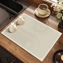 1 件极简波西米亚图案隔热垫、软橡胶背衬三脚垫、桌面保护垫、咖啡机垫、厨房排水垫、家居和厨房桌垫 - 多色 - 查看 2