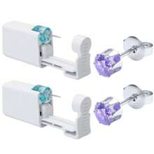 2 pezzi Kit per foratura orecchie fai da te con orecchini incorporati - Set di strumenti per foratura orecchie usa e getta