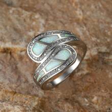 1pc White Agate Ring For Women - Bohemian Vintage Style Women's Wedding Engagement Jewelry