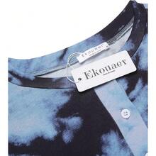 Tie Dye Pajamas Set Womens Loungewear Sleepwear 2 Piece PJ Sets - Tie Dye Black Blue Dark - View 4