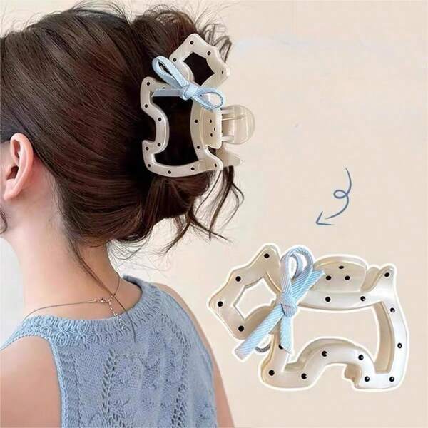 molletta per capelli a forma di farfalla a pois con gancio a forma di zampa di cucciolo, graziosi fermagli per capelli per ragazze, molletta per semi-raccolto, accessori per capelli eleganti e alla moda
