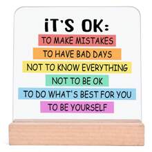 [Office Decor] Inspirational Acrylic Desk Plaque "Growth Looks Different For Everyone" - 4x4 Inches, English Version With Wooden Stand, Ideal For Office, Classroom & Partition Decor, Motivational Gift With Protective Film, Office Decor Accessory | Modern Acrylic Plaque | Clear Text Design, Perfect For Room Decor,Back To School,School Supplies