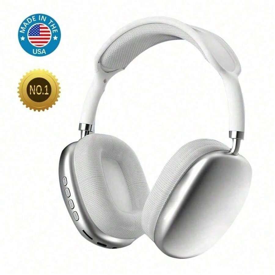 New Max P9 Pro Wireless Bluetooth Headphones HiFi Stereo Noise Cancelling Waterproof Mic Pods Over Ear Sports - 銀色 - 查看 1