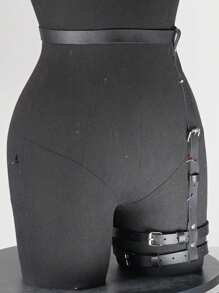 Cinturón de cintura gótico de PU con remaches para mujer, liga para muslo con estilo Y2K, arnés para la pierna para uso diario, regalo del Día de San Valentín, accesorio de carnaval, accesorio de lencería sexy para mujer
