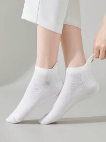 6 Pairs Of White Socks For Women, Gold Heart Embroidery Gorgeous Style Low Top Women's Boat Socks, Versatile And Simple Style