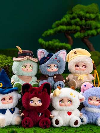 可爱狼人杀游戏乙烯脸毛绒玩具彩色娃娃流行毛绒玩具儿童创意礼物挂包，女巫，猎人