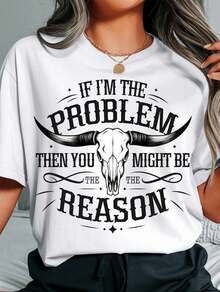 Vintage Somebody's Problem Cowgirl Rodeo T-Shirt – Retro Y2K Bootleg Graphic Tee | Heavy Cotton Oversized Women Top With Round Neck & Short Sleeve | Vintage Cotton Tee For Cowgirl Fans & Rodeo Lovers - A9 - 查看 2