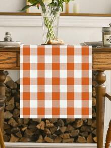 1pc Classic Buffalo Check Table Runner, Red & White Plaid Polyester Tablecloth, Placemats, Woven Rectangle Tablecloth, Suitable For New Year, Valentine's Day, Easter, Harvest Festival, Halloween, Christmas, Multi-Purpose Holiday Cabin Decoration, Camping Party Supplies - Multicolor - View 18