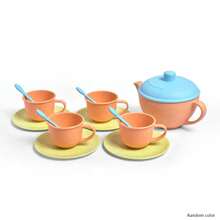 幼儿过家家茶具套装、婴儿厨房玩具套装、草编茶壶和杯子套装、女孩礼物（颜色随机）