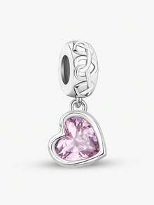 1 件 925 纯银漂亮心形珠子适合女士手链手镯 DIY 珠宝制作和日常服装搭配珠宝装饰适合女孩 - 銀色 - 查看 15