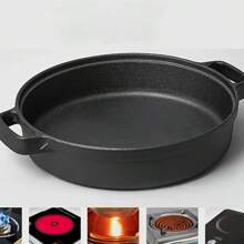 1 pieza Sartén de hierro fundido, sartén antiadherente sin revestimiento para panqueques, utensilios de cocina multifuncionales antiadherentes, aptos para pizza, a la parrilla, panqueques - compatibles con todas las estufas, incluyendo eléctricas, de inducción y de gas, ideales para la cocina del hogar y la cocina al aire libre