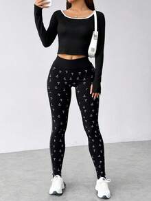 Set De 2 Leggings Unitalla Casual o Deportivos De Cintura Alta De Mujer En Color Sólido - Azul lavado oscuro - Ver 7