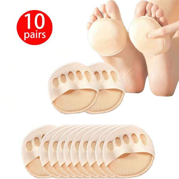 10pcs/5pcs/3pcs/1pc Women High Heel Toe Pads, Comfortable Foot Care Half Insoles, Anti-Slip Toe Cap, Arch Support Pads, Decompression Anti-Slip Toe Socks, Spring/Summer Open Toe Socks